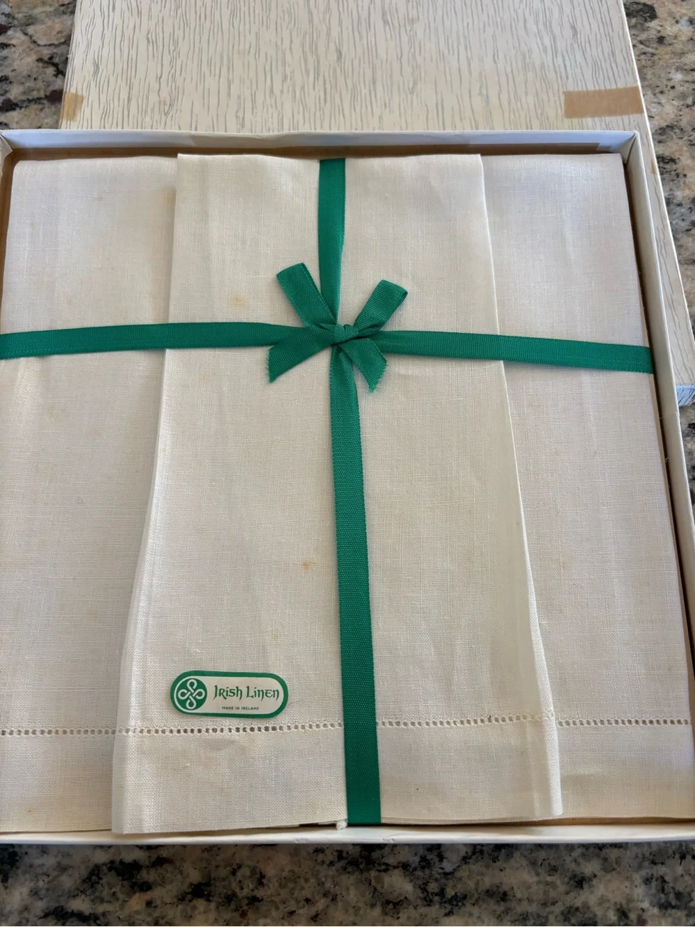 Vintage Irish Linen Towel Set in White